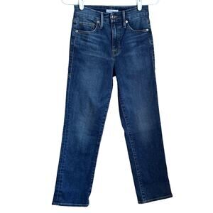 Good‎ American Women's Good Straight Jeans Dark Wash 25 High Rise Cropped Denim